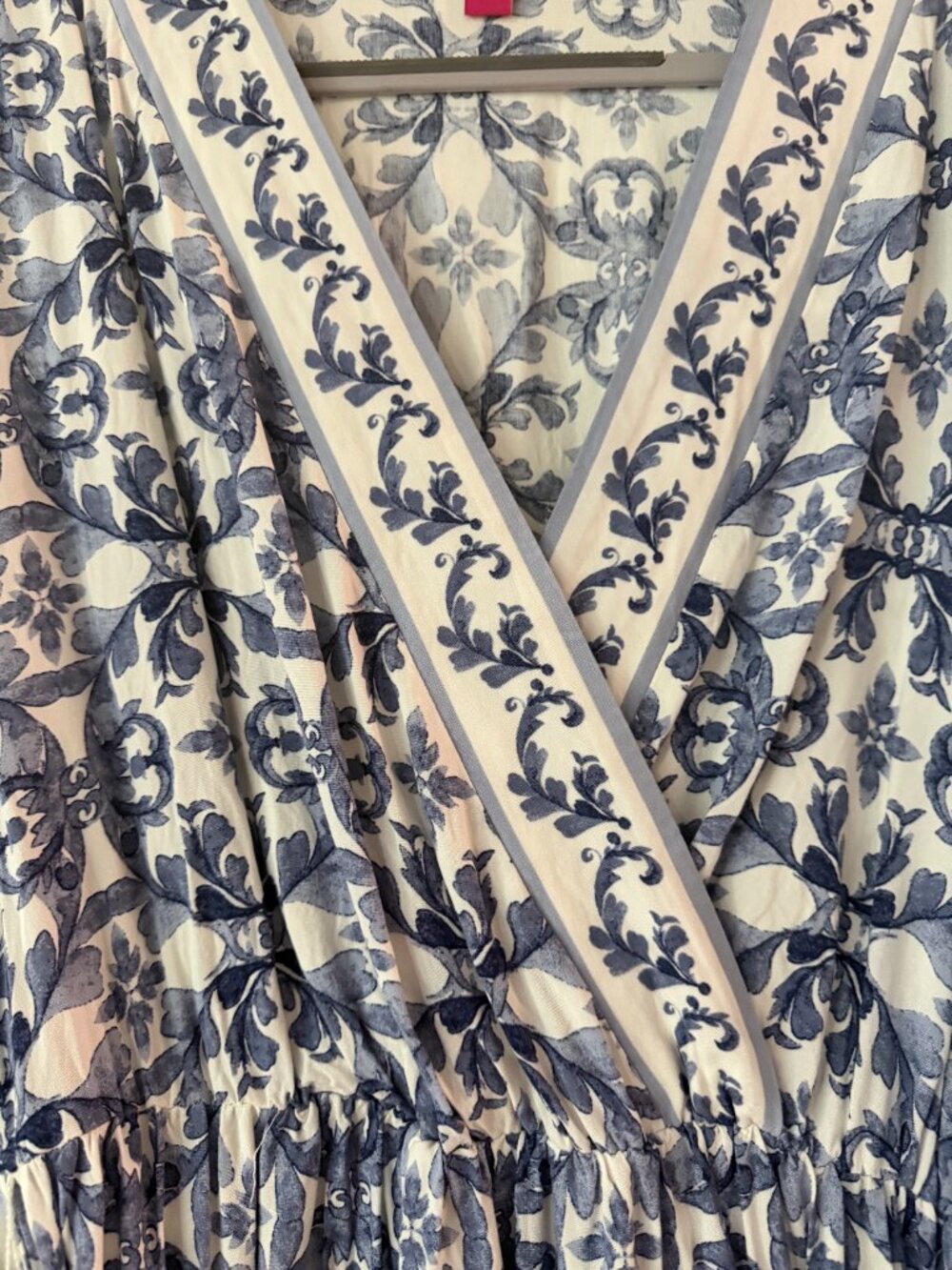 Vince Camuto short sleeve faux wrap blue floral maxi dress size Medium - Picture 5 of 7